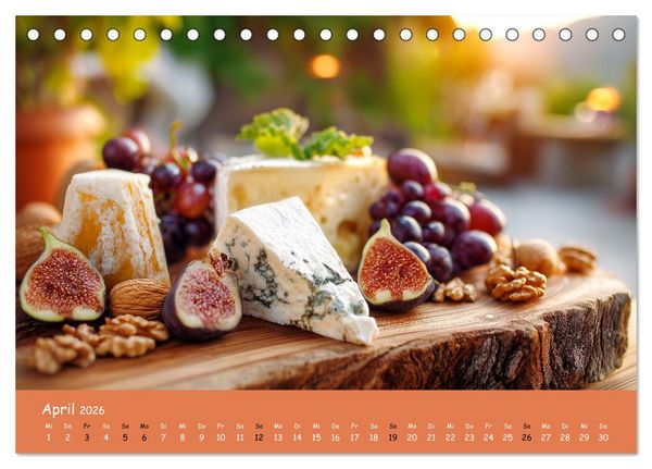 Produktbild: K&auml;sekalender - mit Gourmet K&auml;se und Platten durchs Jahr (Tischkalender 2026 DIN A5 quer), CALVENDO Monatskalender