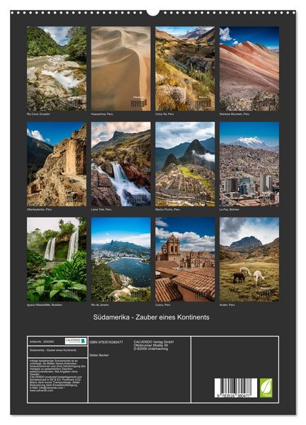 Produktbild: S&uuml;damerika - Zauber eines Kontinents (hochwertiger Premium Wandkalender 2026 DIN A2 hoch), Kunstdruck in Hochglanz