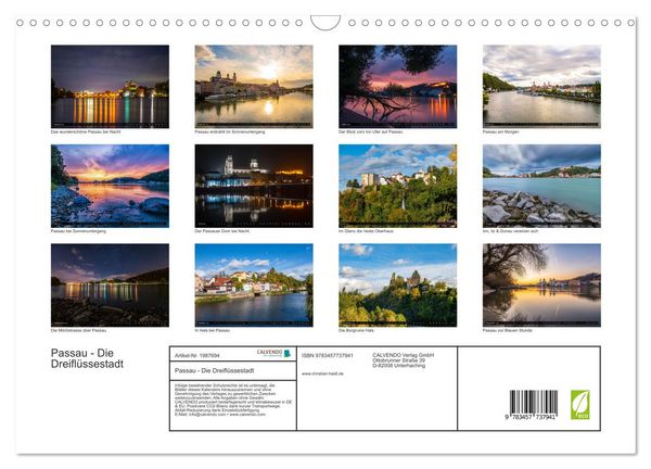 Produktbild: Passau - Die Dreifl&uuml;ssestadt (Wandkalender 2026 DIN A3 quer), CALVENDO Monatskalender