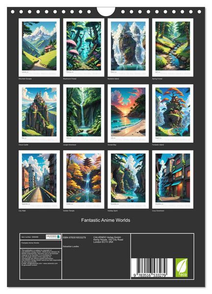 Produktbild: Fantastic Anime Worlds (Wall Calendar 2026 DIN A4 portrait), CALVENDO 12 Month Wall Calendar