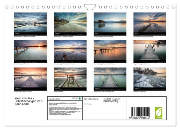 Produktbild: silent minutes - Lichtstimmungen im 5-Seen-Land (Wandkalender 2026 DIN A4 quer), CALVENDO Monatskalender