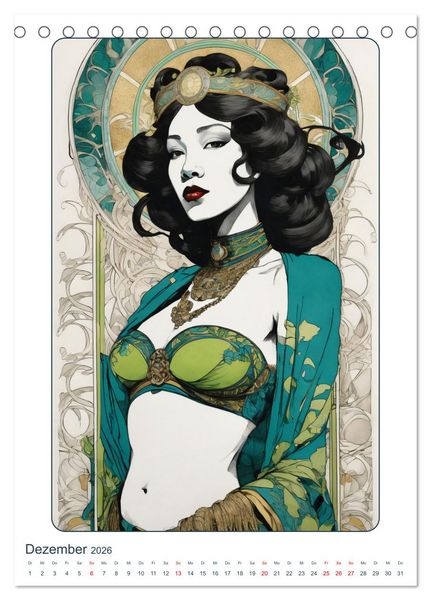 Produktbild: Frauen in Bildern im Art Nouveau-Stil (Tischkalender 2026 DIN A5 hoch), CALVENDO Monatskalender