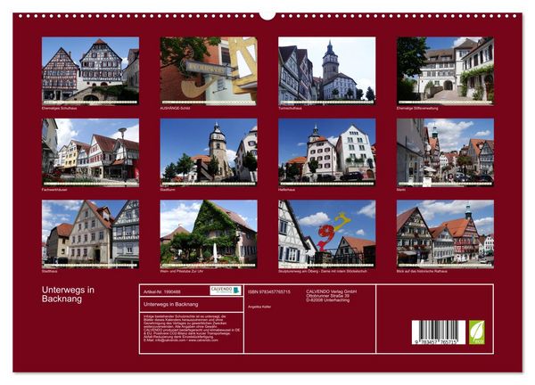 Produktbild: Unterwegs in Backnang (hochwertiger Premium Wandkalender 2026 DIN A2 quer), Kunstdruck in Hochglanz