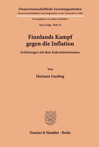 Finnlands Kampf gegen die Inflation., Taschenbuch von Hartmut Garding, Duncker & Humblot, 9783428004652