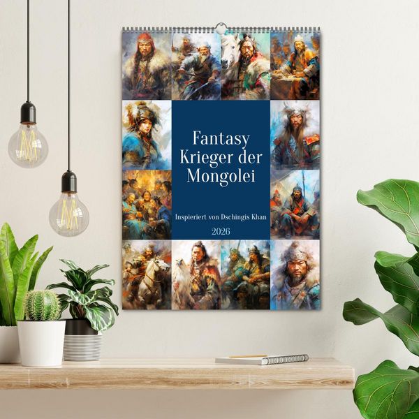 Produktbild: Fantasy-Krieger der Mongolei. Inspiriert von Dschingis Khan (Wandkalender 2026 DIN A2 hoch), CALVENDO Monatskalender