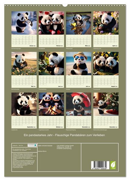 Produktbild: Ein pandastarkes Jahr - Flauschige Pandab&auml;ren zum Verlieben (hochwertiger Premium Wandkalender 2026 DIN A2 hoch), Kunstdruck in Hochglanz