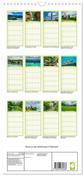 Produktbild: Familienplaner 2026 - Rund um den W&ouml;rthersee in &Ouml;sterreich mit 5 Spalten (Wandkalender, 21 x 45 cm) CALVENDO