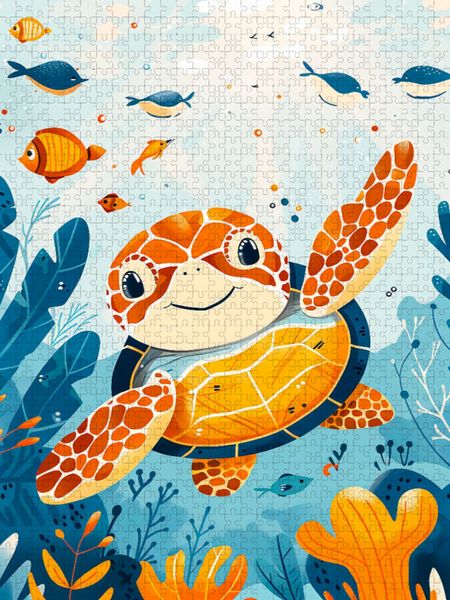 Produktbild: CALVENDO Puzzle Niedliche Schildkr&ouml;te im Meer. | 1000 Teile Lege-Gr&ouml;&szlig;e 64x48cm Foto-Puzzle f&uuml;r gl&uuml;ckliche Stunden