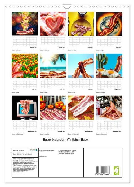 Produktbild: Bacon Kalender - Wir lieben Bacon (Wandkalender 2027 DIN A3 hoch), CALVENDO Monatskalender