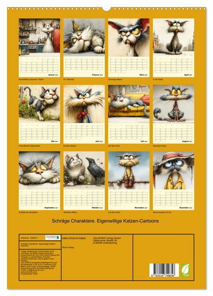 Produktbild: Schr&auml;ge Charaktere. Eigenwillige Katzen-Cartoons (hochwertiger Premium Wandkalender 2027 DIN A2 hoch), Kunstdruck in Hochglanz