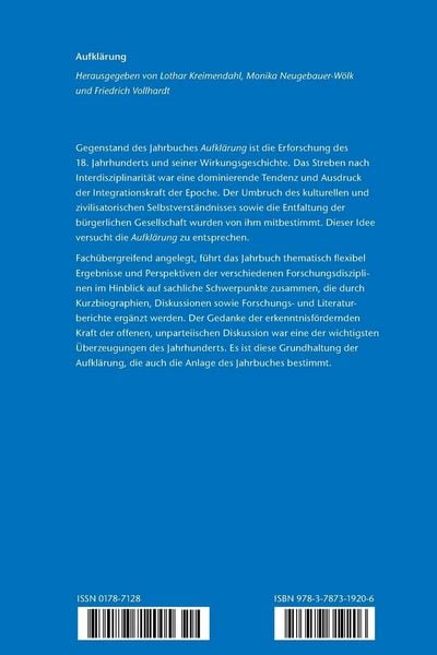 Produktbild: Aufkl&auml;rung, Band 19: Ernst Platner. Konstellationen der Aufkl&auml;rung zwischen Philosophie, Medizin und Anthropologie