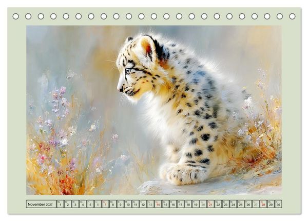 Produktbild: Schneeleoparden. Babys in der leuchtenden Natur (Tischkalender 2027 DIN A5 quer), CALVENDO Monatskalender