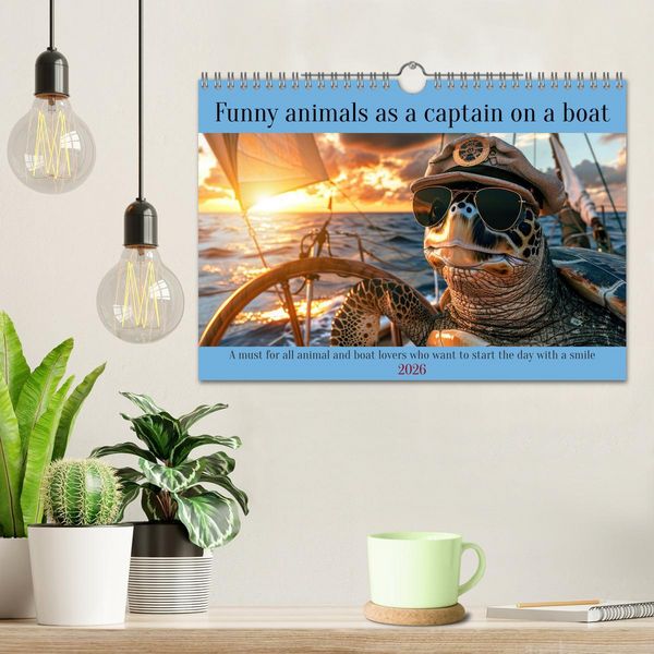 Produktbild: Funny animals as a captain on a boat (Wall Calendar 2026 DIN A4 landscape), CALVENDO 12 Month Wall Calendar