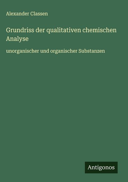 Produktbild: Grundriss der qualitativen chemischen Analyse