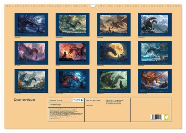 Produktbild: Drachenkrieger (Wandkalender 2026 DIN A2 quer), CALVENDO Monatskalender