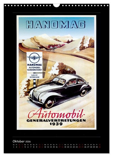 Produktbild: Historische Automobilplakate (Wandkalender 2026 DIN A3 hoch), CALVENDO Monatskalender