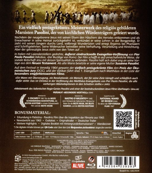 Produktbild: Das 1. Evangelium nach Matth&auml;us - Das Meisterwerk von Pier Paolo Pasolini (Filmjuwelen) (Neuauflage)