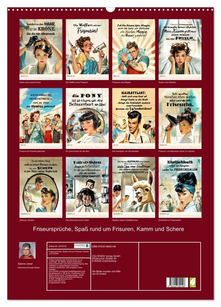 Produktbild: Friseurspr&uuml;che, Spa&szlig; rund um Frisuren, Kamm und Schere (Wandkalender 2026 DIN A2 hoch), CALVENDO Monatskalender