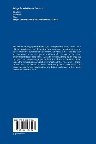 Produktbild: Analysis and Control of Ultrafast Photoinduced Reactions