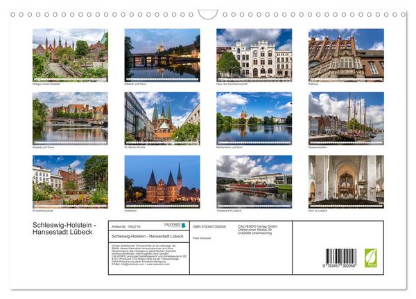 Produktbild: Schleswig-Holstein - Hansestadt L&uuml;beck (Wandkalender 2026 DIN A3 quer), CALVENDO Monatskalender
