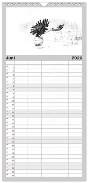 Produktbild: Familienplaner 2026 - AFRIKA - Schwarz-weiss Fotografien im modernen "High Key" Look mit 5 Spalten (Wandkalender, 21 x 45 cm) CALVENDO