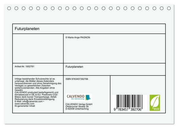 Produktbild: Futurplaneten (Tischkalender 2026 DIN A5 quer), CALVENDO Monatskalender