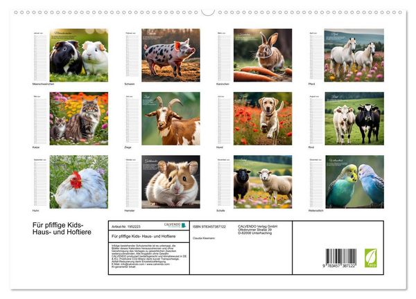 Produktbild: F&uuml;r pfiffige Kids- Haus- und Hoftiere (hochwertiger Premium Wandkalender 2026 DIN A2 quer), Kunstdruck in Hochglanz