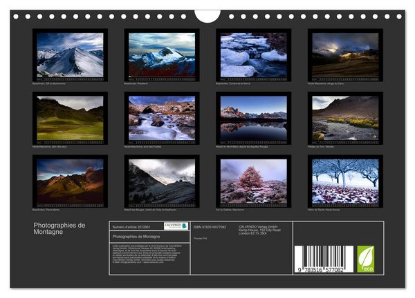 Produktbild: Photographies de Montagne (Calendrier mural 2026 DIN A4 vertical), CALVENDO calendrier mensuel