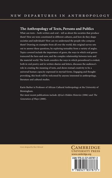 Produktbild: The Anthropology of Texts, Persons and Publics