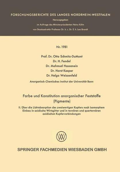 Produktbild: Farbe und Konstitution anorganischer Feststoffe (Pigmente)