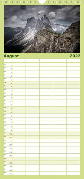 Produktbild: Familienplaner Meine Sicht der Alpen (Wandkalender 2022 , 21 cm x 45 cm, hoch)