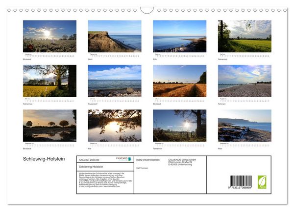 Produktbild: Schleswig-Holstein (Wandkalender 2026 DIN A3 quer), CALVENDO Monatskalender