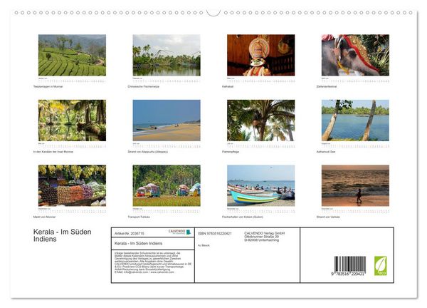 Produktbild: Kerala - Im S&uuml;den Indiens (hochwertiger Premium Wandkalender 2026 DIN A2 quer), Kunstdruck in Hochglanz