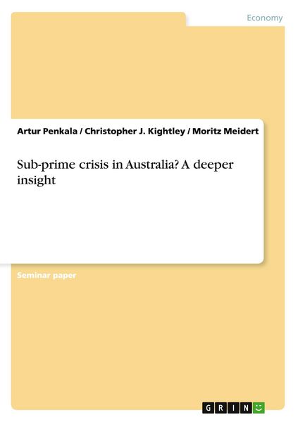 Produktbild: Sub-prime crisis in Australia? A deeper insight