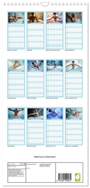 Produktbild: Familienplaner 2027 - Ballerinas in Diamanten mit 5 Spalten (Wandkalender, 21 x 45 cm) CALVENDO