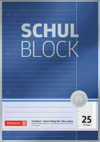 Produktbild: Brunnen Schulblock A4 Lin25 50Bl Premium