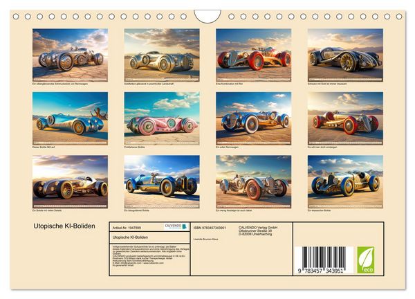 Produktbild: Utopische KI-Boliden (Wandkalender 2026 DIN A4 quer), CALVENDO Monatskalender