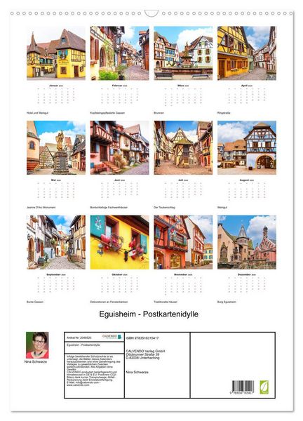Produktbild: Eguisheim - Postkartenidylle (Wandkalender 2026 DIN A2 hoch), CALVENDO Monatskalender