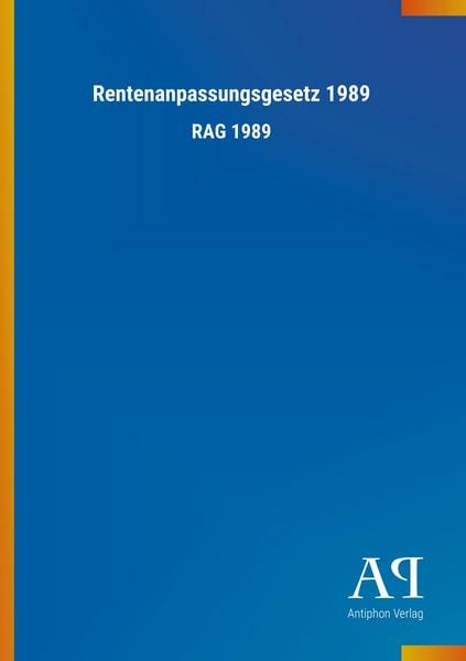 Produktbild: Rentenanpassungsgesetz 1989