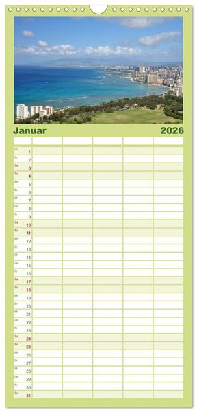 Produktbild: Familienplaner 2026 - Hawaii - Land of Aloha mit 5 Spalten (Wandkalender, 21 x 45 cm) CALVENDO