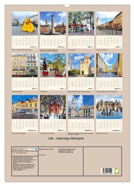 Produktbild: Lille - Lebendige Metropole (Wandkalender 2026 DIN A2 hoch), CALVENDO Monatskalender