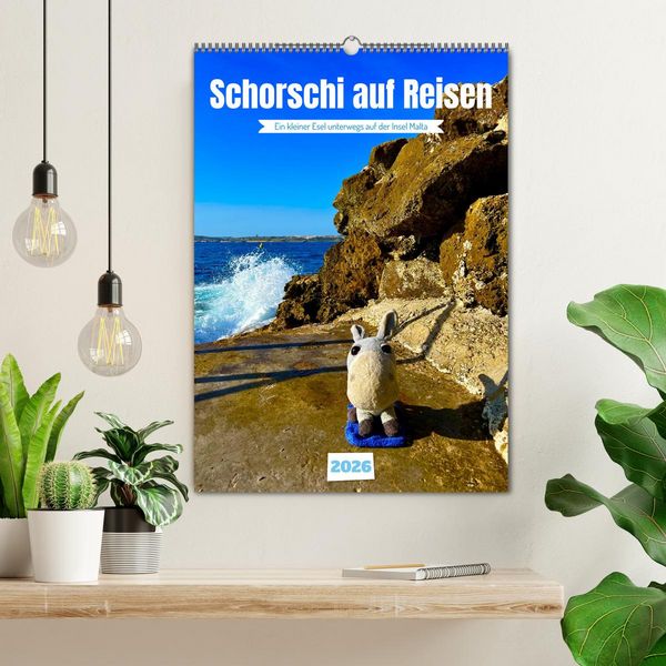 Produktbild: Schorschi auf Reisen ein kleiner Esel unterwegs auf der Insel Malta (Wandkalender 2026 DIN A2 hoch), CALVENDO Monatskalender