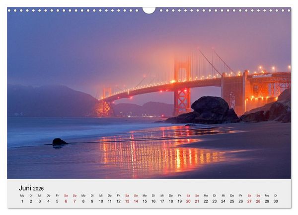 Produktbild: Kalifornien - K&uuml;sten und W&uuml;sten, St&auml;dte und Berge (Wandkalender 2026 DIN A3 quer), CALVENDO Monatskalender