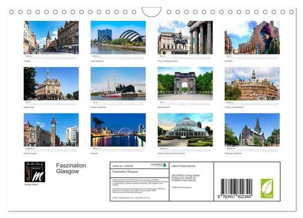 Produktbild: Faszination Glasgow (Wandkalender 2026 DIN A4 quer), CALVENDO Monatskalender