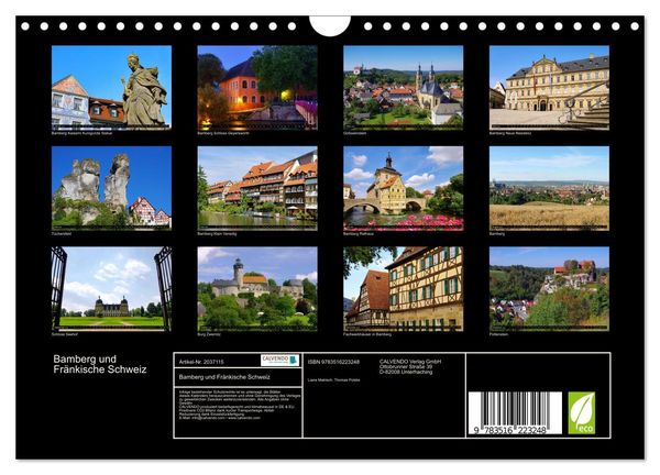 Produktbild: Bamberg und Fr&auml;nkische Schweiz (Wandkalender 2026 DIN A4 quer), CALVENDO Monatskalender