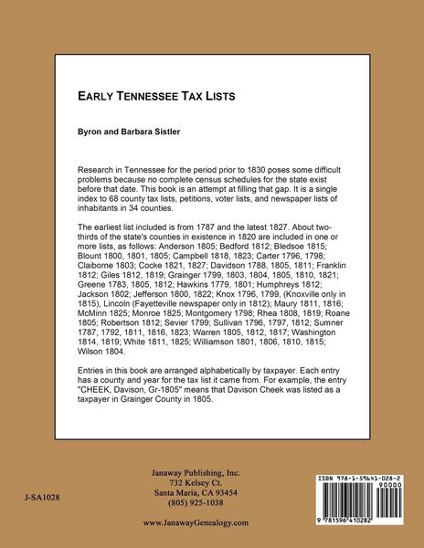 Produktbild: Early Tennessee Tax Lists