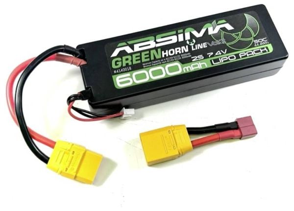Produktbild: Absima Modellbau-Akkupack (LiPo) 7.4V 6000 mAh Zellen-Zahl: 2 50 C Stick XT90