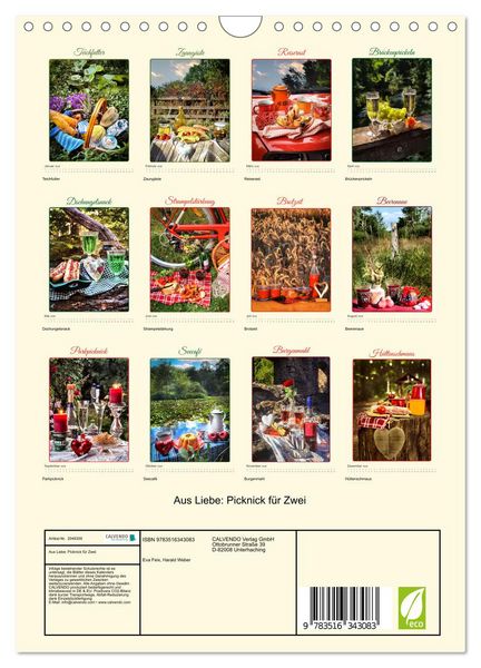 Produktbild: Aus Liebe: Picknick f&uuml;r Zwei (Wandkalender 2026 DIN A4 hoch), CALVENDO Monatskalender