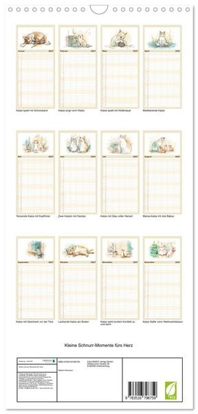 Produktbild: Familienplaner 2027 - Kleine Schnurr-Momente f&uuml;rs Herz mit 5 Spalten (Wandkalender, 21 x 45 cm) CALVENDO