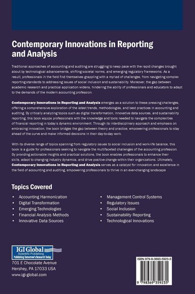 Produktbild: Contemporary Innovations in Reporting and Analysis
